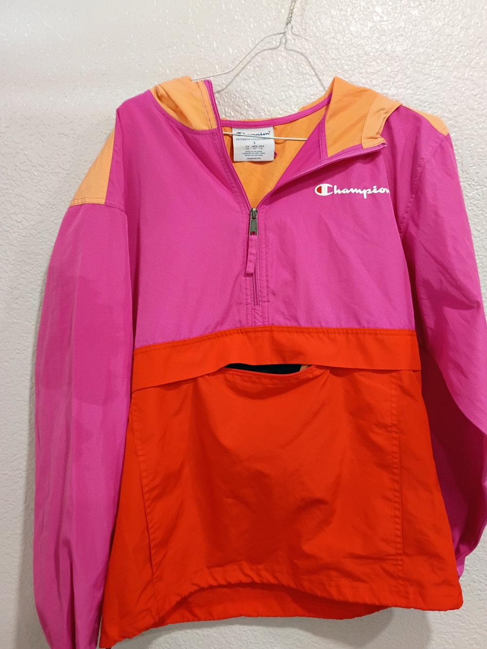 Champion  Pink & Orange Windbreaker Jacket Size  S